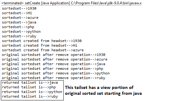 tailset method for sorted set